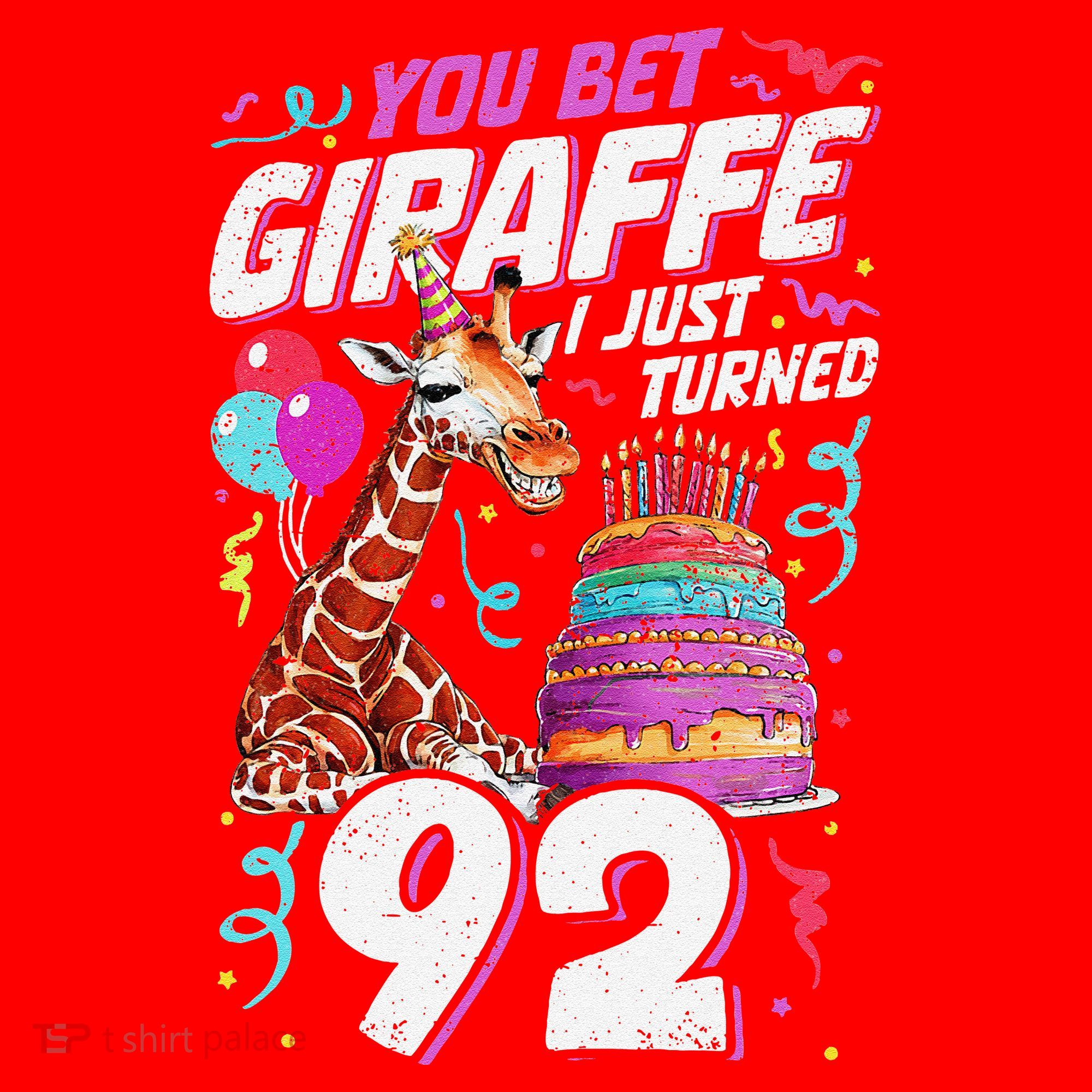 You Bet Giraffe I Just Turned 92 Funny 92nd Birthday Santa Hat