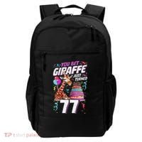 You Bet Giraffe I Just Turned 77 Funny 77th Birthday Backpack thumb 0