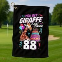 You Bet Giraffe I Just Turned 88 Funny 88th Birthday Golf Towel thumb 1