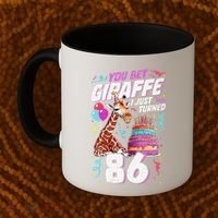 You Bet Giraffe I Just Turned 86 Funny 86th Birthday Coffee Mug thumb 2