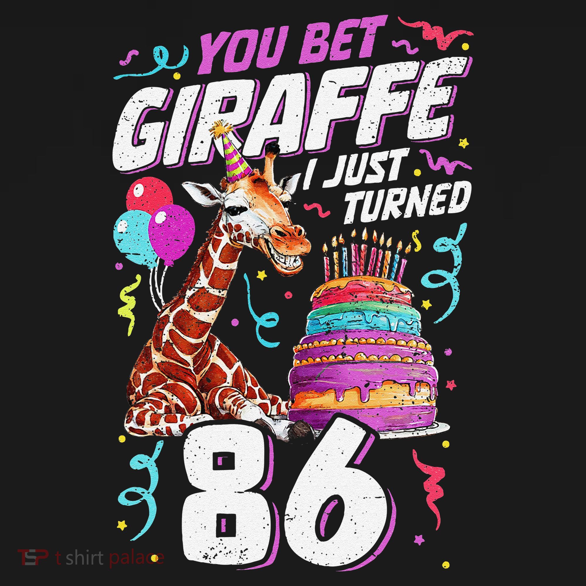 You Bet Giraffe I Just Turned 86 Funny 86th Birthday Women's Hoodie
