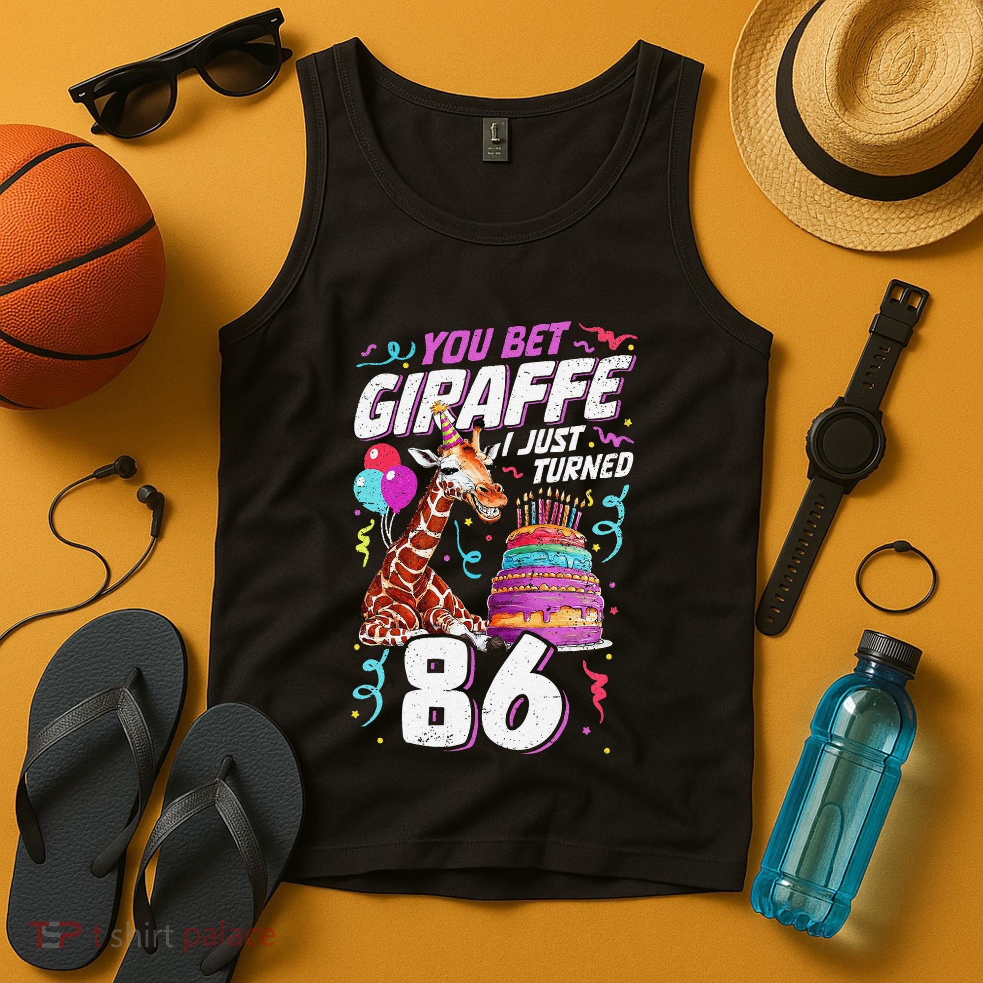 You Bet Giraffe I Just Turned 86 Funny 86th Birthday Tank Top