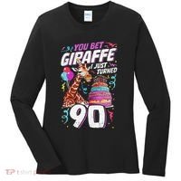 You Bet Giraffe I Just Turned 90 Funny 90th Birthday Women's Long Sleeve Shirt thumb 0