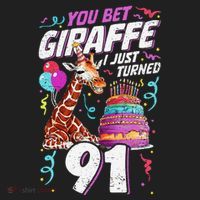 You Bet Giraffe I Just Turned 91 Funny 91st Birthday Beanie thumb 2