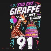 You Bet Giraffe I Just Turned 91 Funny 91st Birthday Women's Hoodie thumb 2