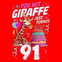 You Bet Giraffe I Just Turned 91 Funny 91st Birthday Santa Hat thumb 1
