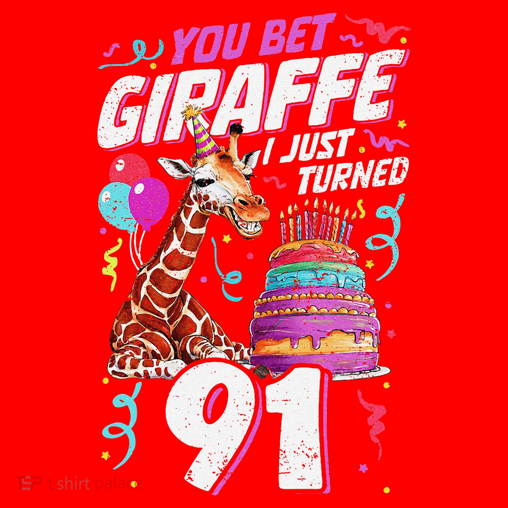You Bet Giraffe I Just Turned 91 Funny 91st Birthday Santa Hat