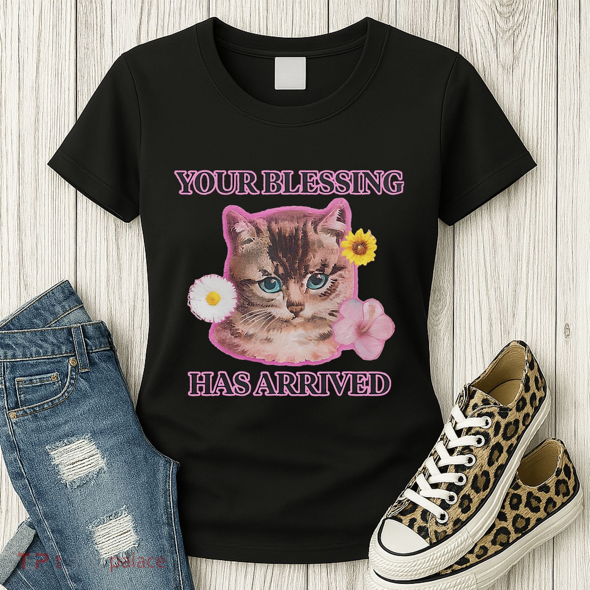 Your Blessing Has Arrived Cat & Funny Silly Catr Blessing Has Arrived Cat & Funn Women's T-Shirt