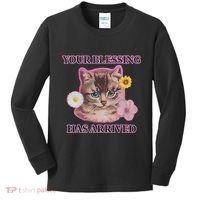 Your Blessing Has Arrived Cat & Funny Silly Catr Blessing Has Arrived Cat & Funn Kids Long Sleeve Shirt thumb 0