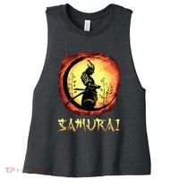 Yasuke Black Japanese Samurai Bushido Warrior Japan Katana Women's Racerback Cropped Tank thumb 0