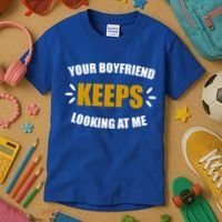 Your Boyfriend Keeps Looking At Me Kids T-Shirt thumb 3