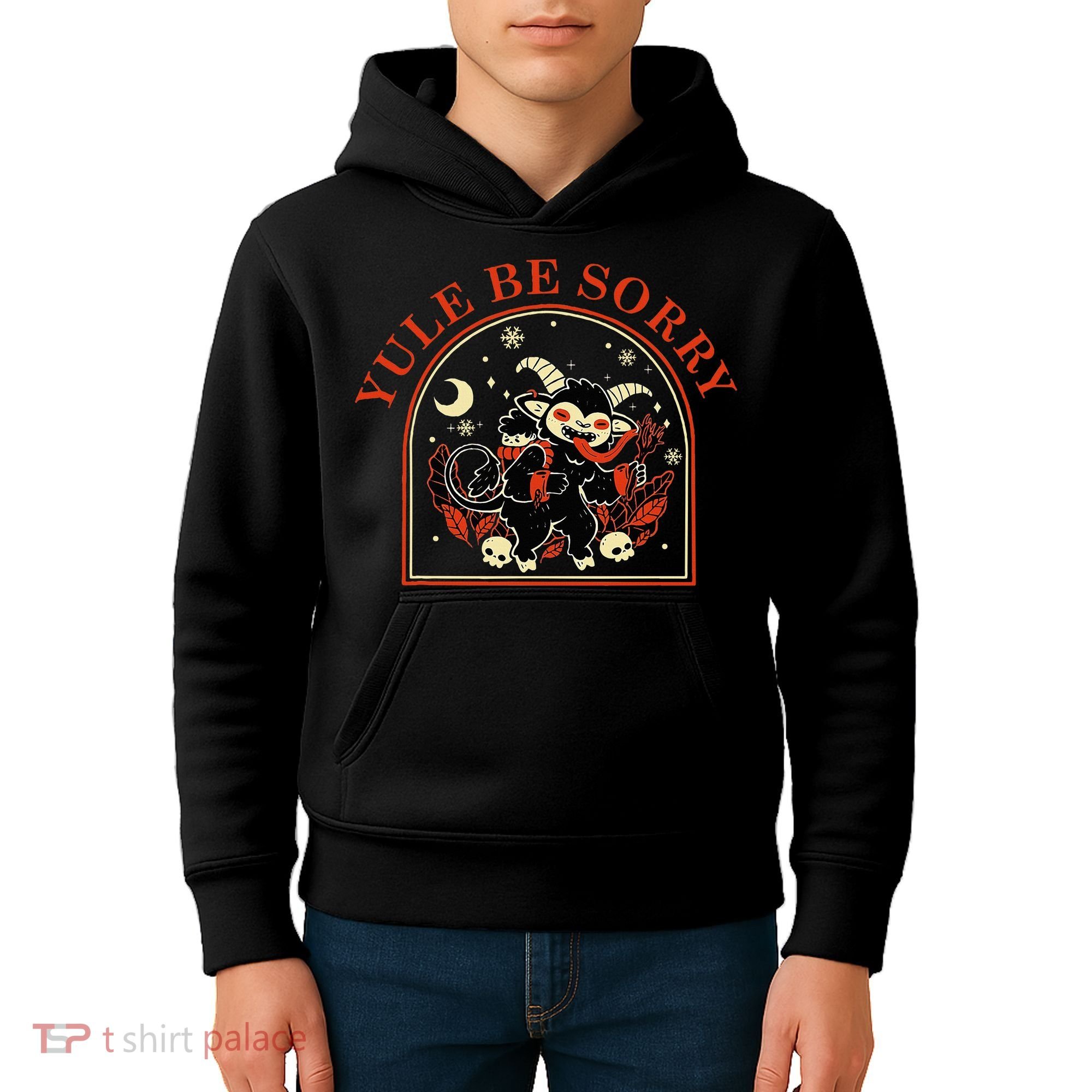 Yule Be Sorry Cute Krampus Dark Christmas Merry Krampus Kids Hoodie
