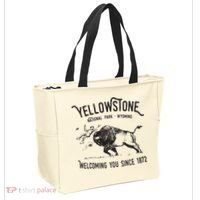 Yellowstone Bison Toss National Park Wyoming Tote Bag thumb 2