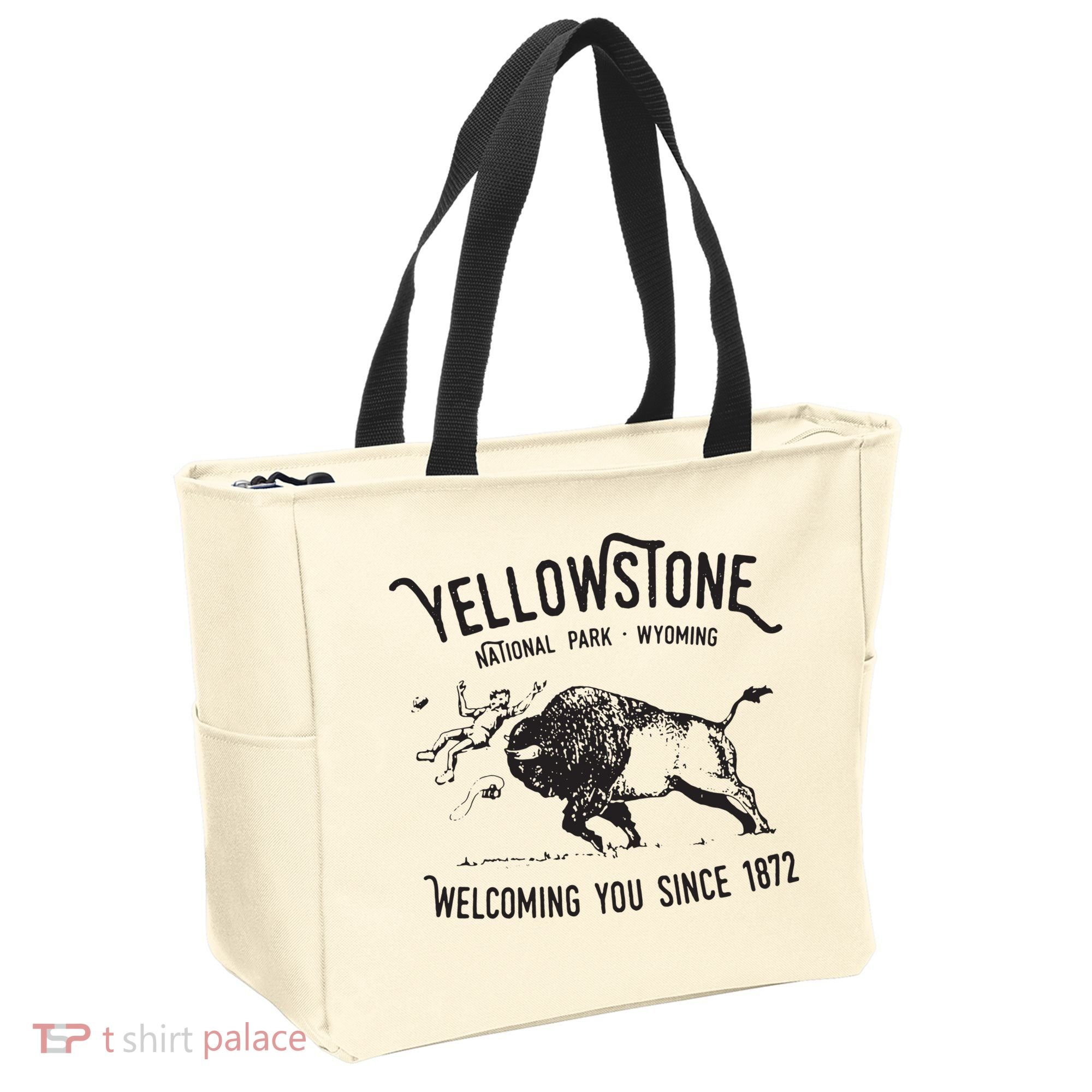 Yellowstone Bison Toss National Park Wyoming Tote Bag