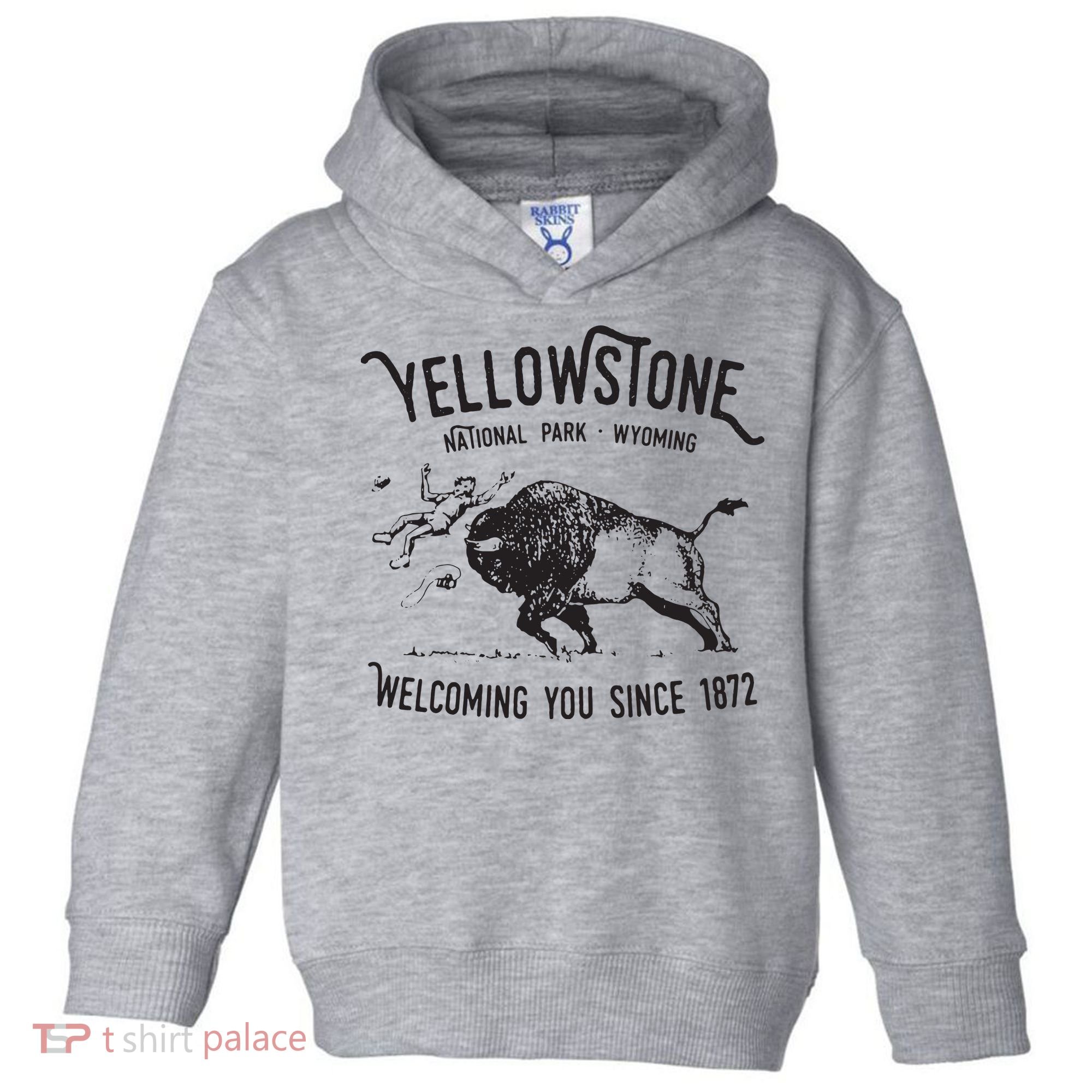 Yellowstone Bison Toss National Park Wyoming Toddler Hoodie