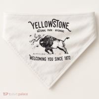 Yellowstone Bison Toss National Park Wyoming USA-Made Doggie Bandana thumb 0