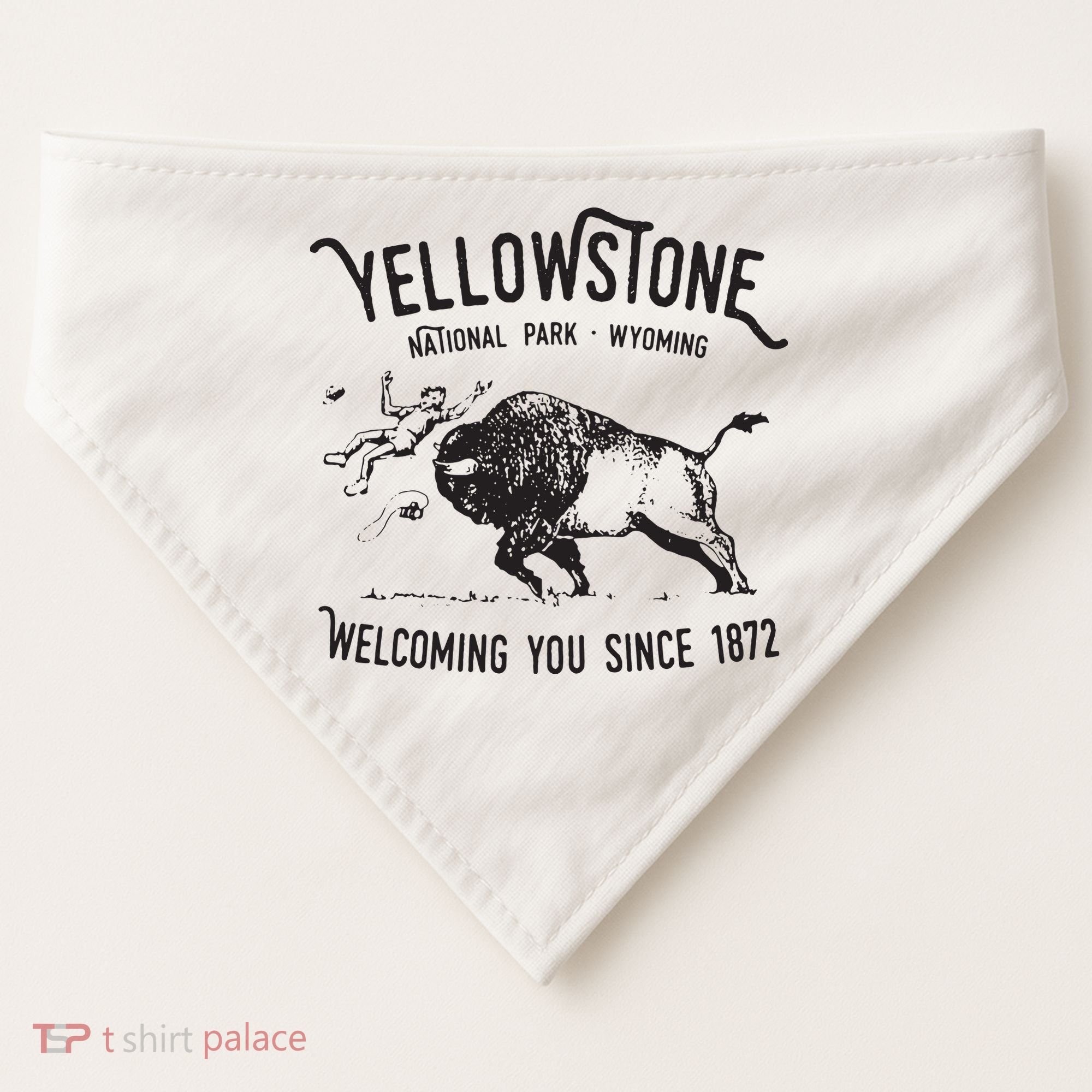 Yellowstone Bison Toss National Park Wyoming USA-Made Doggie Bandana