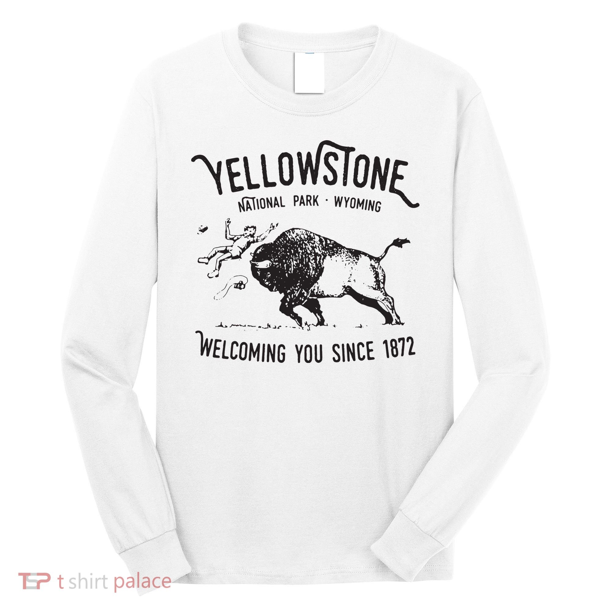 Yellowstone Bison Toss National Park Wyoming Long Sleeve Shirt