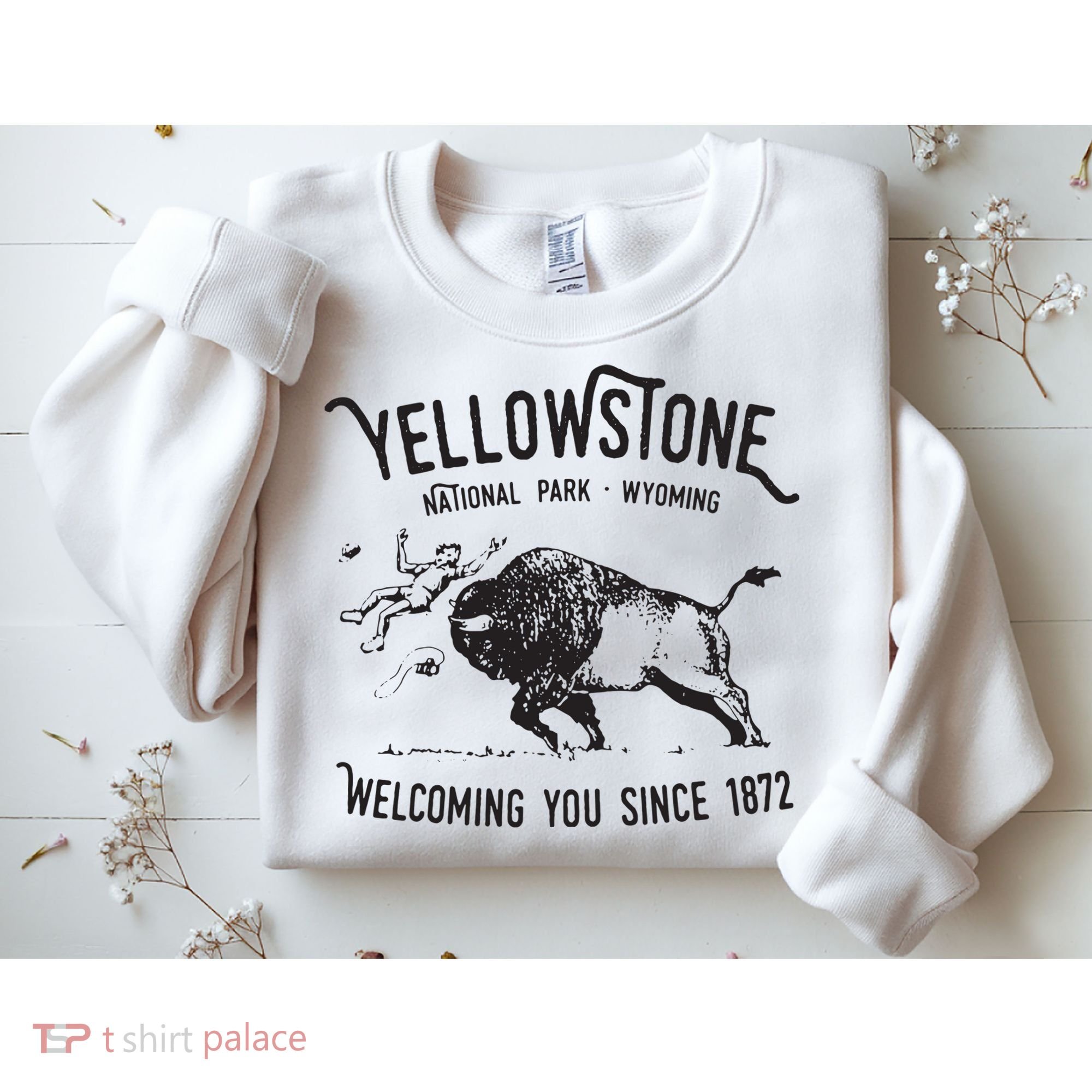 Yellowstone Bison Toss National Park Wyoming Sweatshirt