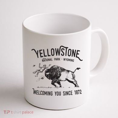 Yellowstone Bison Toss National Park Wyoming Coffee Mug back
