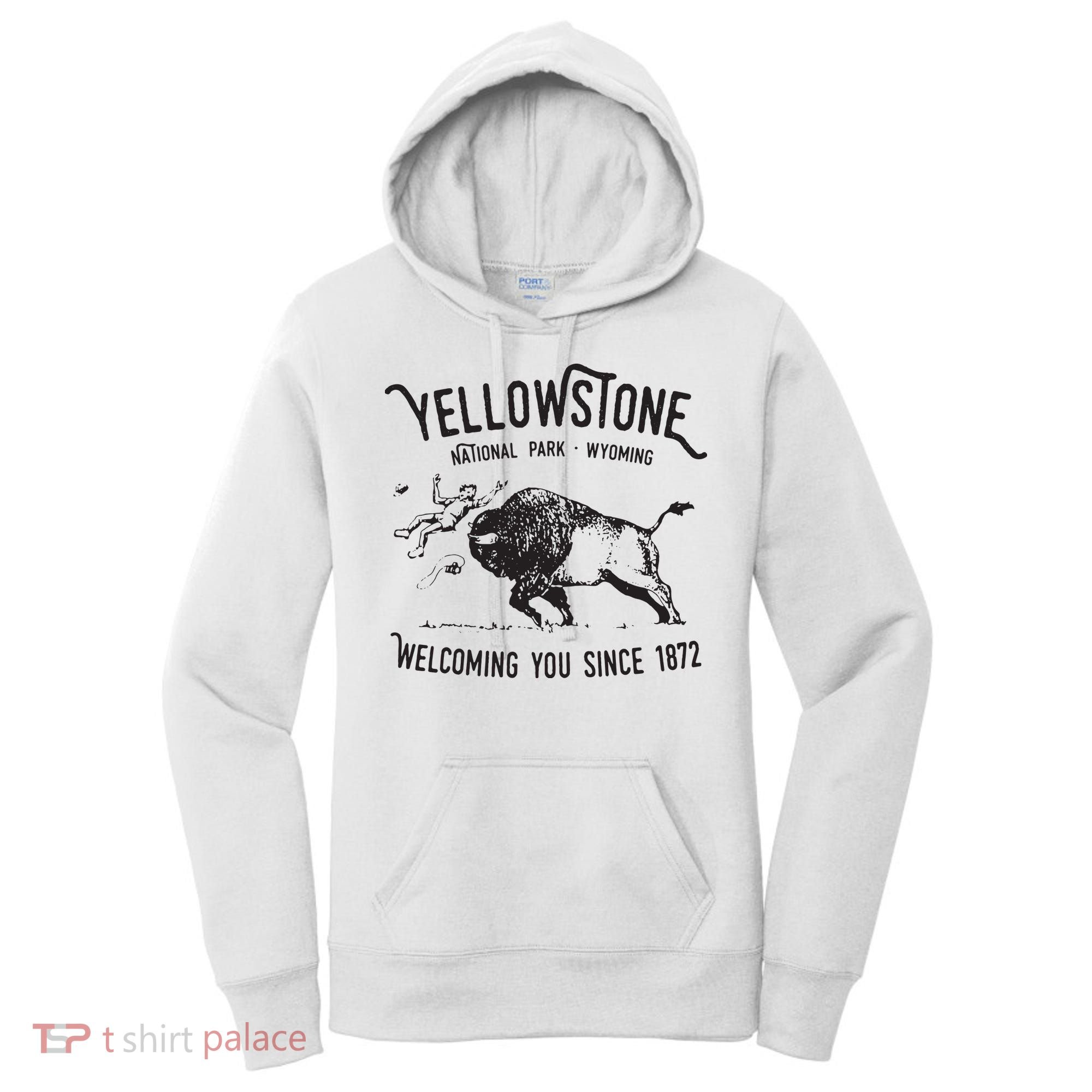 Yellowstone Bison Toss National Park Wyoming Women's Hoodie