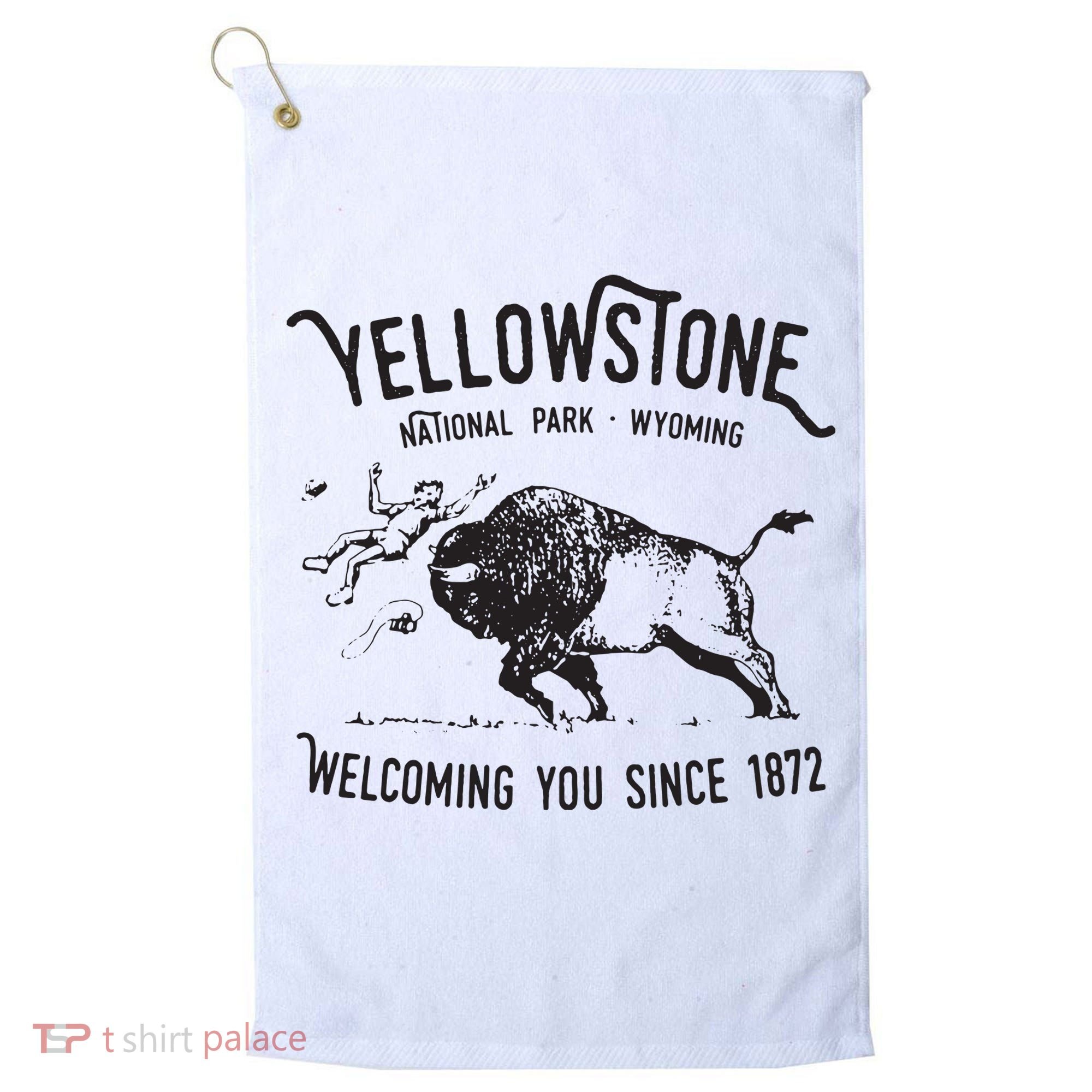 Yellowstone Bison Toss National Park Wyoming Golf Towel