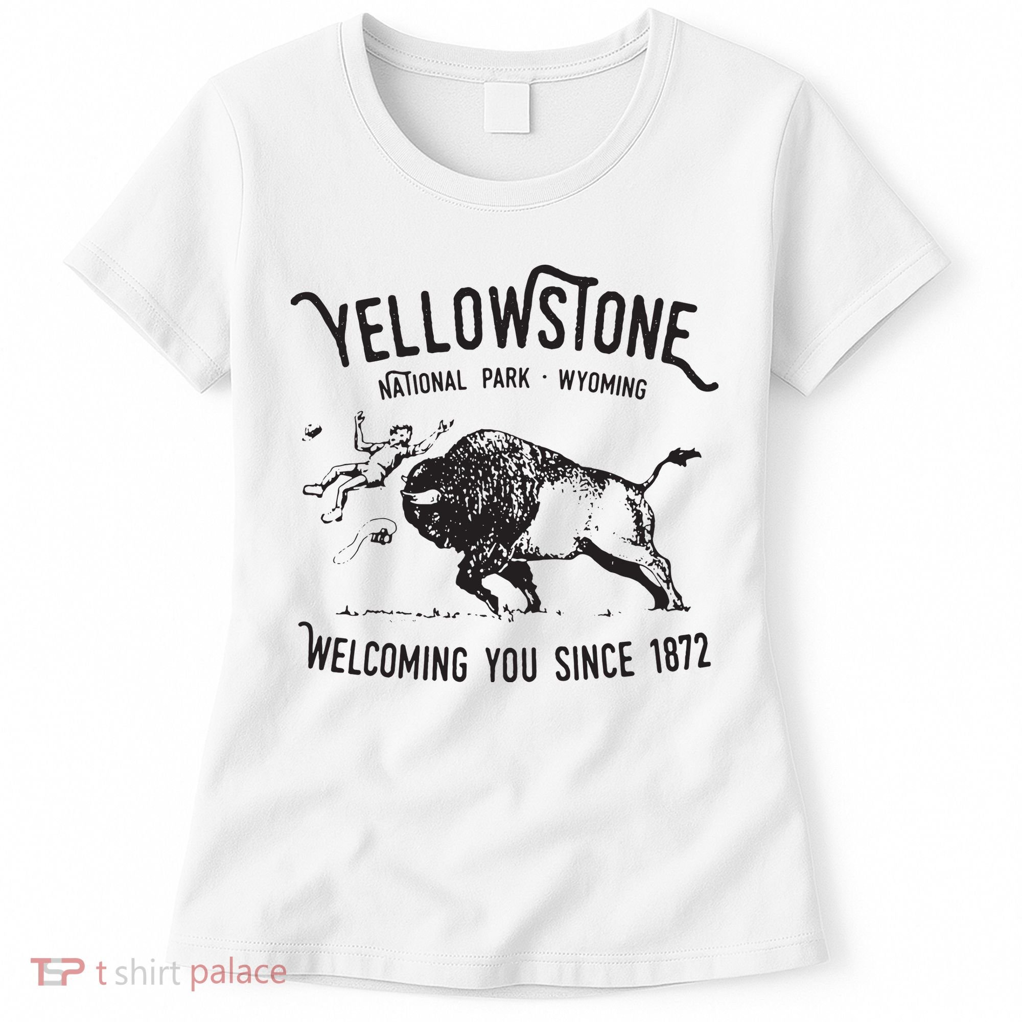 Yellowstone Bison Toss National Park Wyoming Women's T-Shirt
