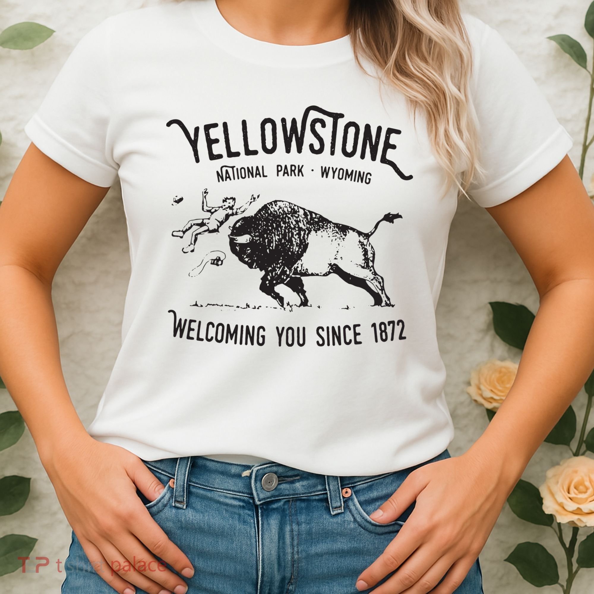 Yellowstone Bison Toss National Park Wyoming Women's T-Shirt