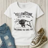 Yellowstone Bison Toss National Park Wyoming Women's T-Shirt thumb 3
