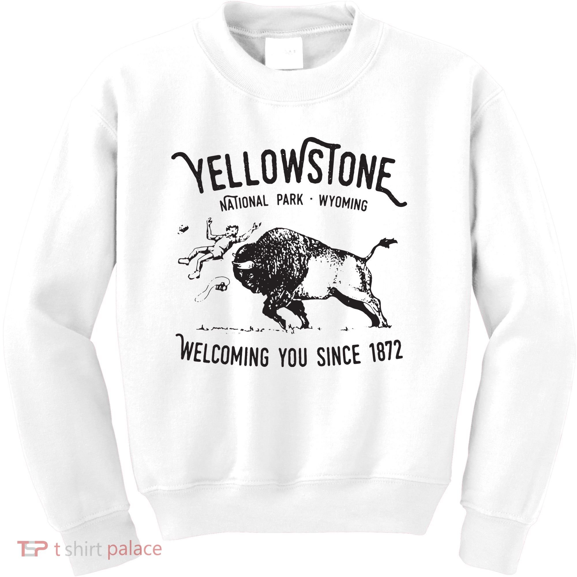 Yellowstone Bison Toss National Park Wyoming Kids Sweatshirt