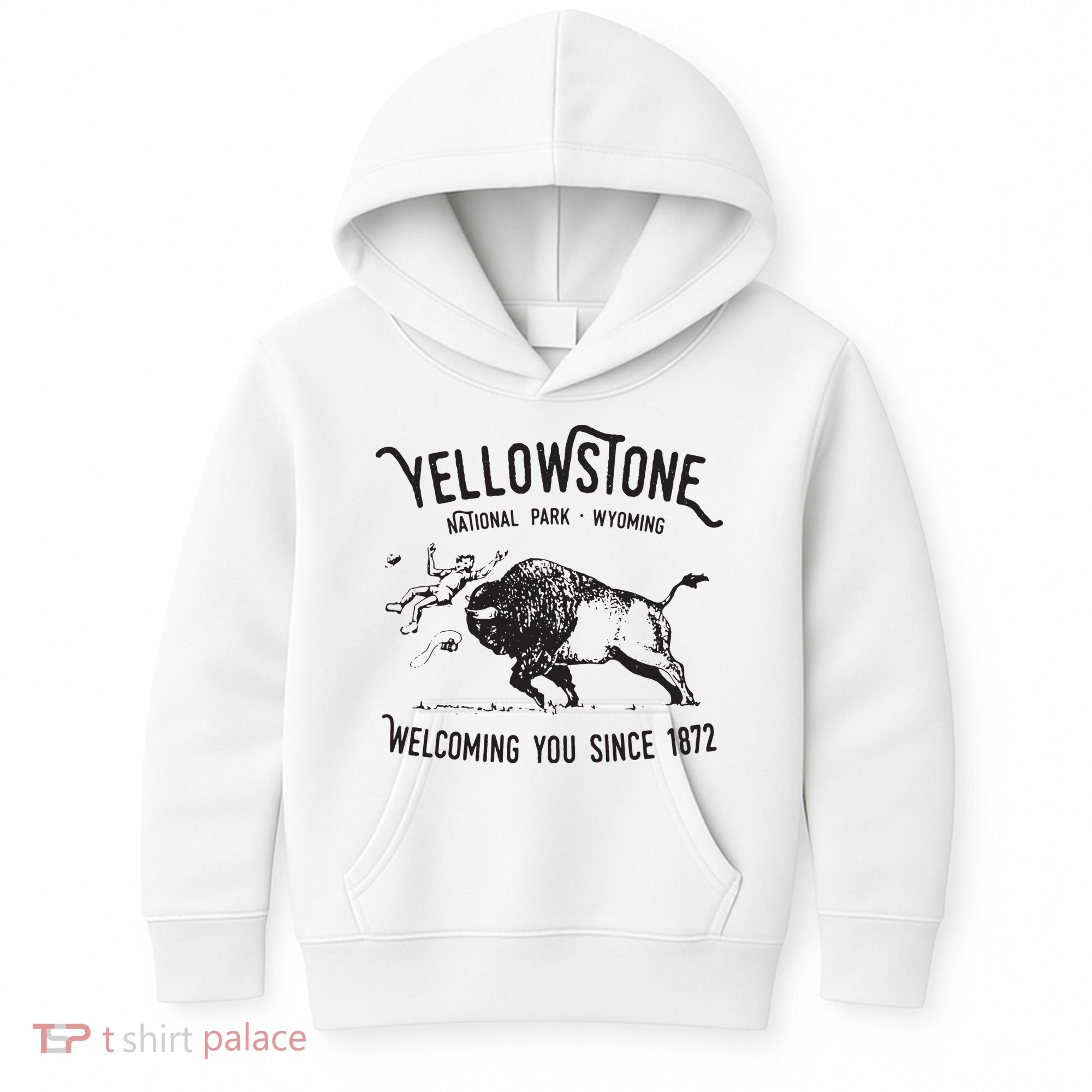 Yellowstone Bison Toss National Park Wyoming Kids Hoodie