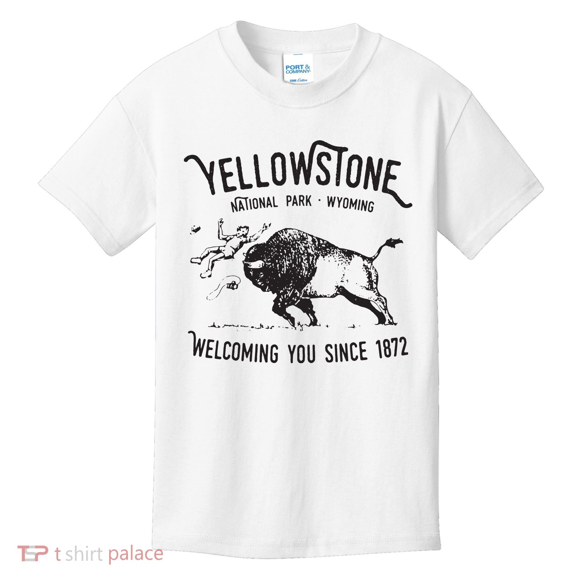 Yellowstone Bison Toss National Park Wyoming Kids T-Shirt