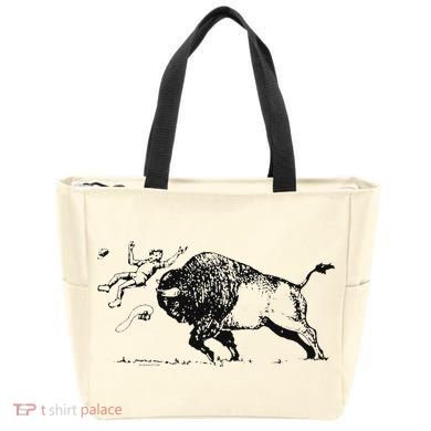 Yellowstone Bison Toss Warning Flyer Tote Bag
