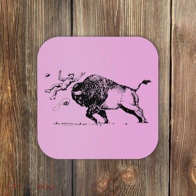 Yellowstone Bison Toss Warning Flyer Coaster
