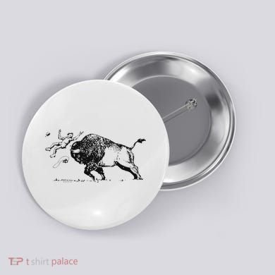 Yellowstone Bison Toss Warning Flyer Button