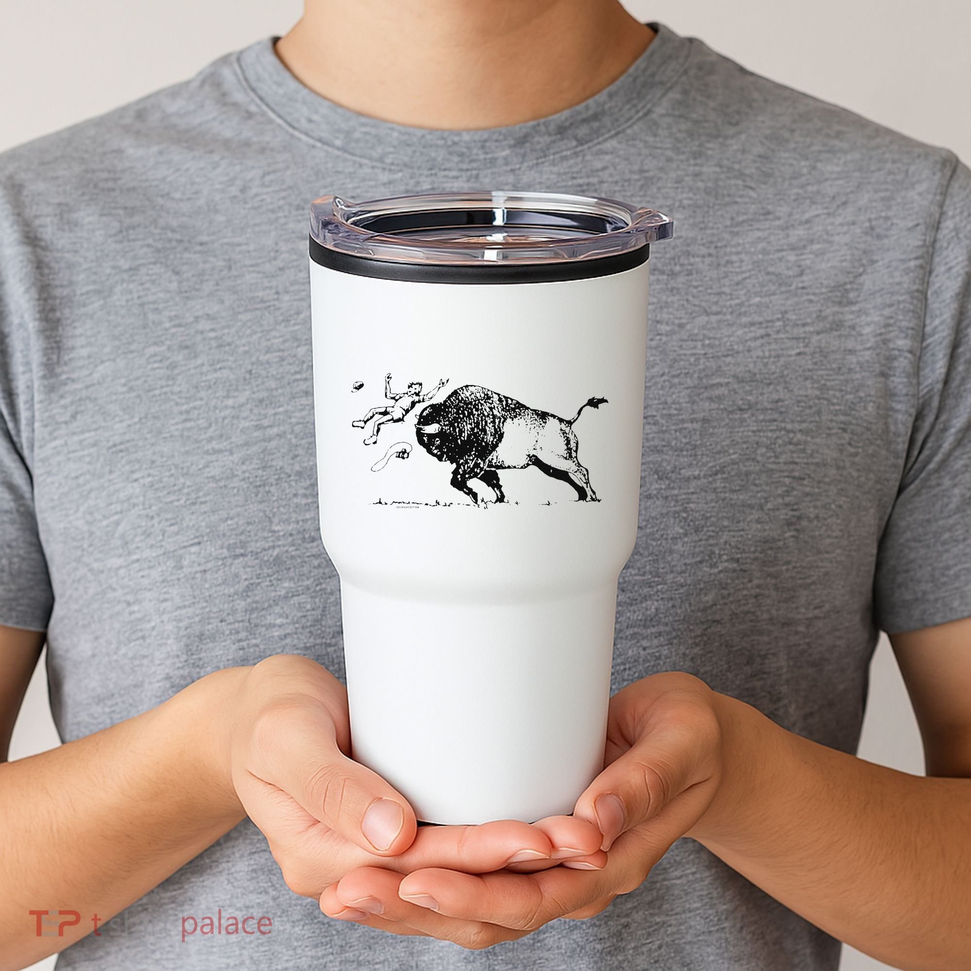 Yellowstone Bison Toss Warning Flyer Tumbler