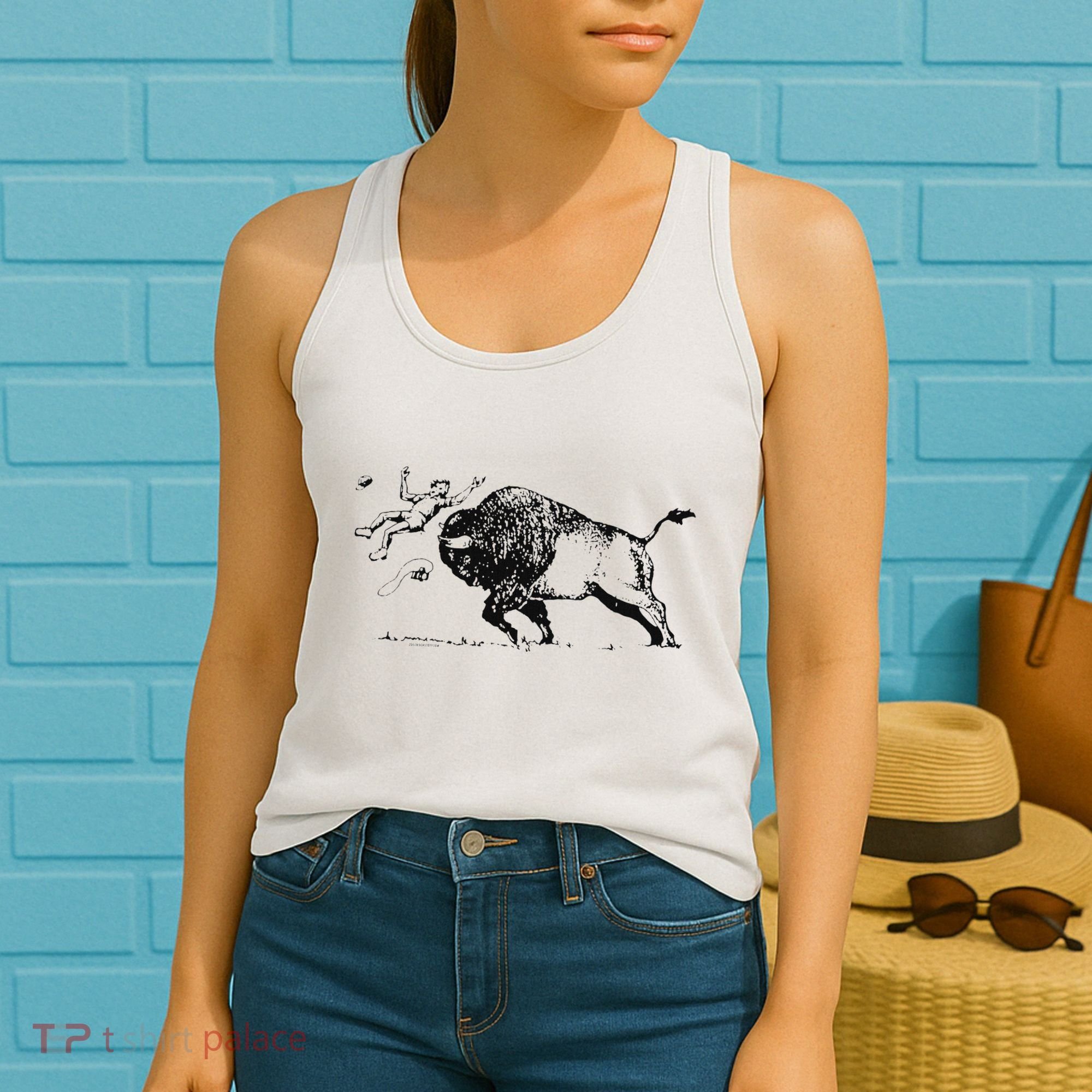 Yellowstone Bison Toss Warning Flyer Women's Tank Top