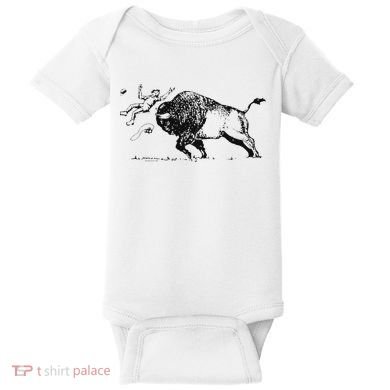 Yellowstone Bison Toss Warning Flyer Baby Bodysuit