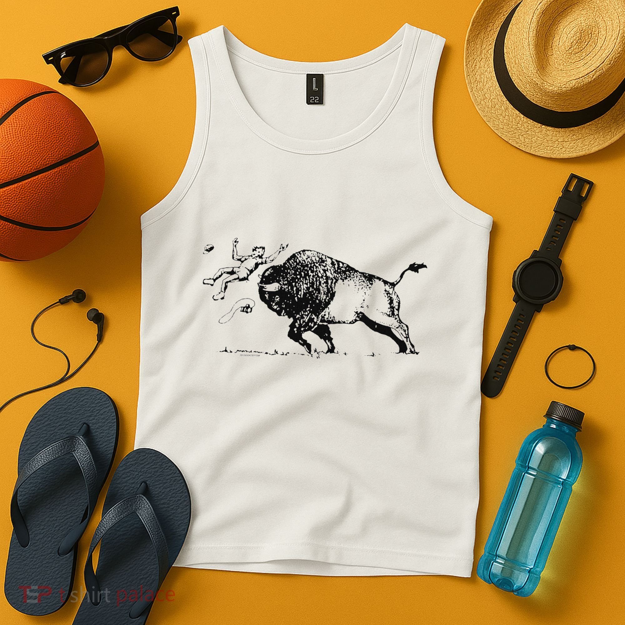Yellowstone Bison Toss Warning Flyer Tank Top