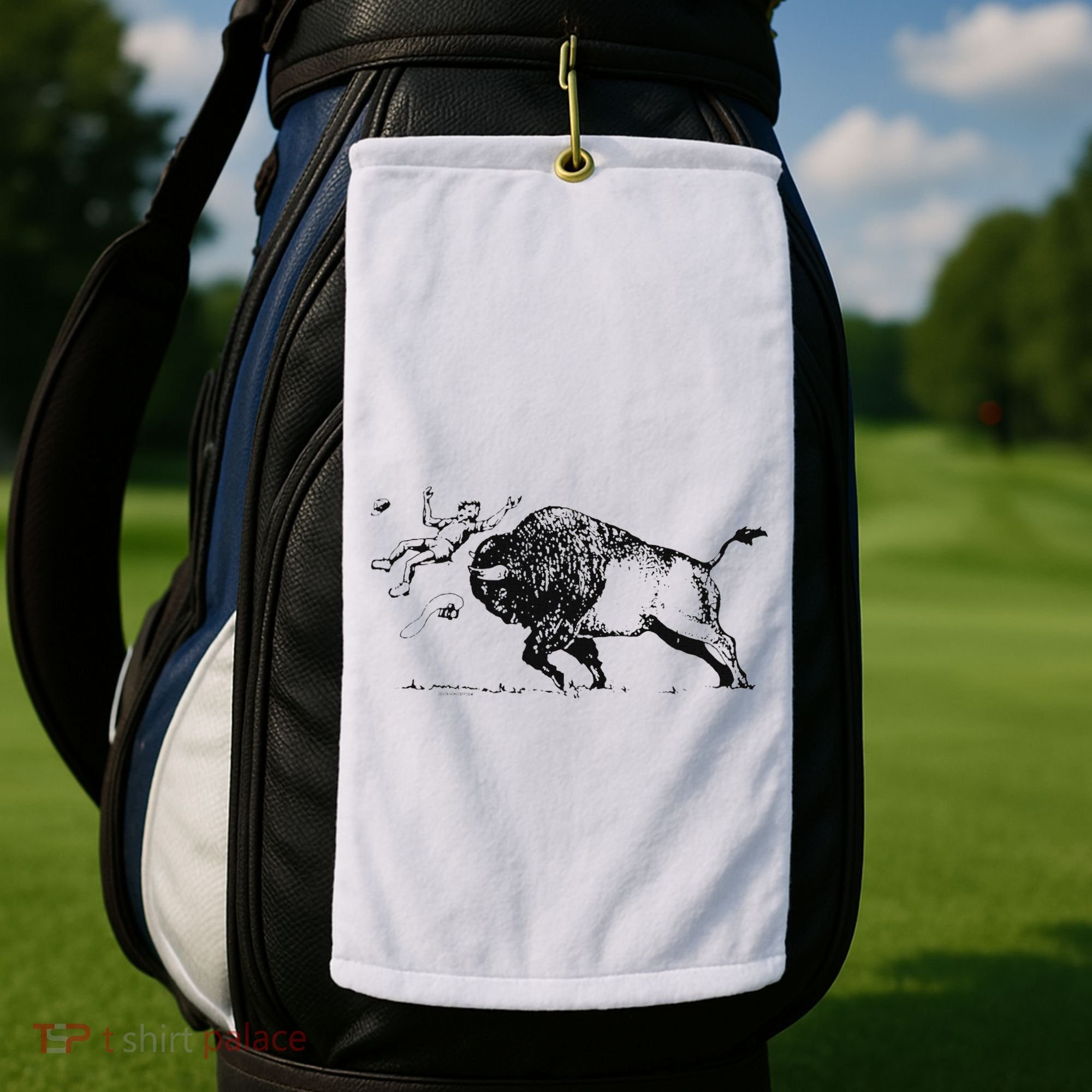 Yellowstone Bison Toss Warning Flyer Golf Towel