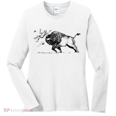 Yellowstone Bison Toss Warning Flyer Women's Long Sleeve Shirt