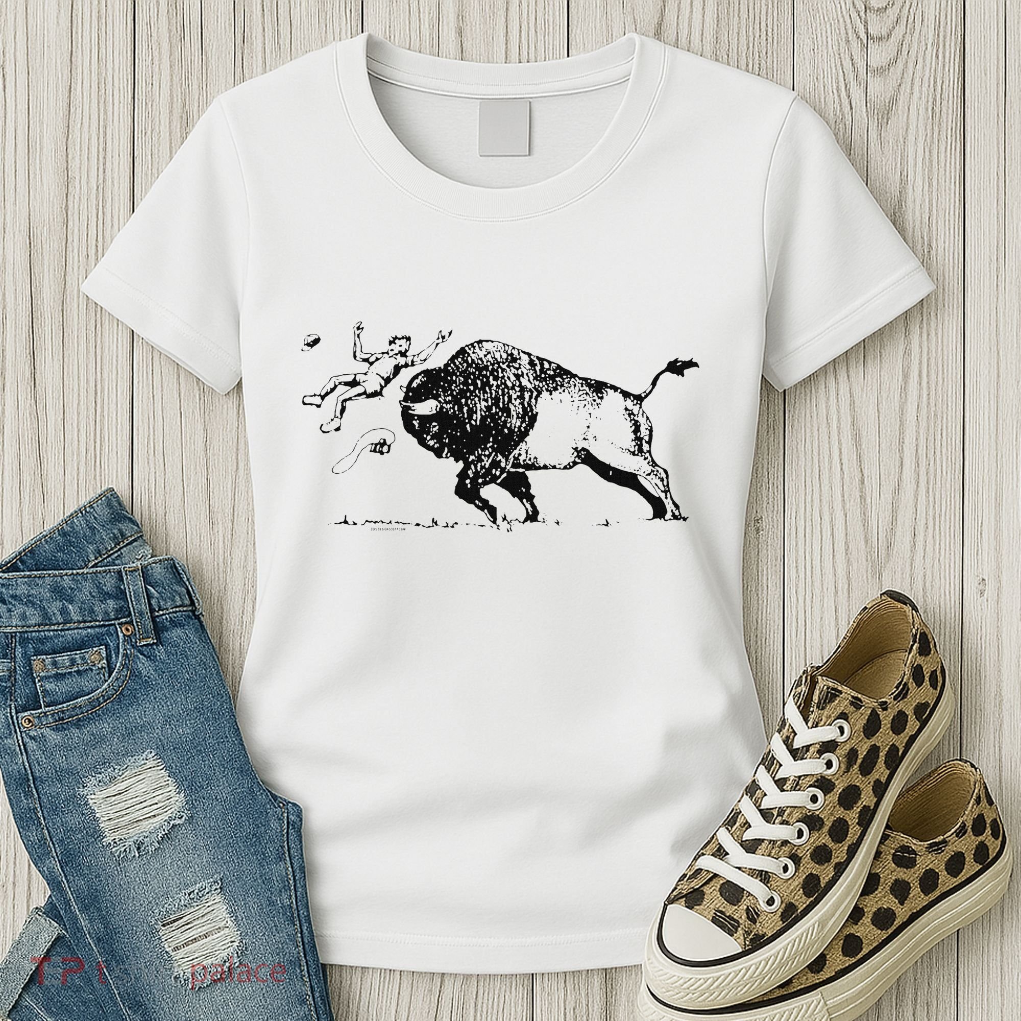 Yellowstone Bison Toss Warning Flyer Women's T-Shirt
