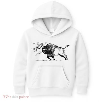 Yellowstone Bison Toss Warning Flyer Kids Hoodie