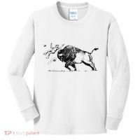 Yellowstone Bison Toss Warning Flyer Kids Long Sleeve Shirt thumb 0