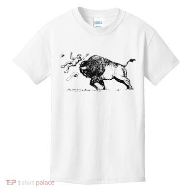 Yellowstone Bison Toss Warning Flyer Kids T-Shirt