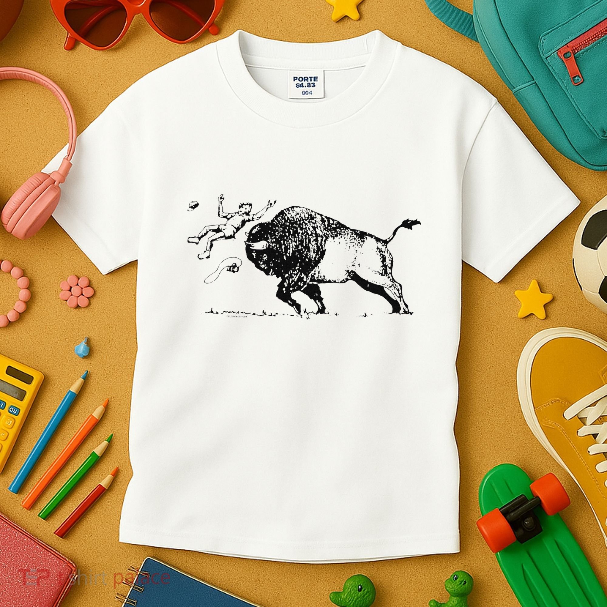 Yellowstone Bison Toss Warning Flyer Kids T-Shirt
