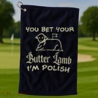 You Bet Your Butter Lamb I'm Polish Animals Golf Towel thumb 1