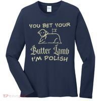 You Bet Your Butter Lamb I'm Polish Animals Women's Long Sleeve Shirt thumb 0