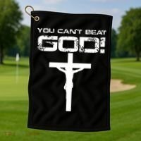 You Can't Beat God Golf Towel thumb 1