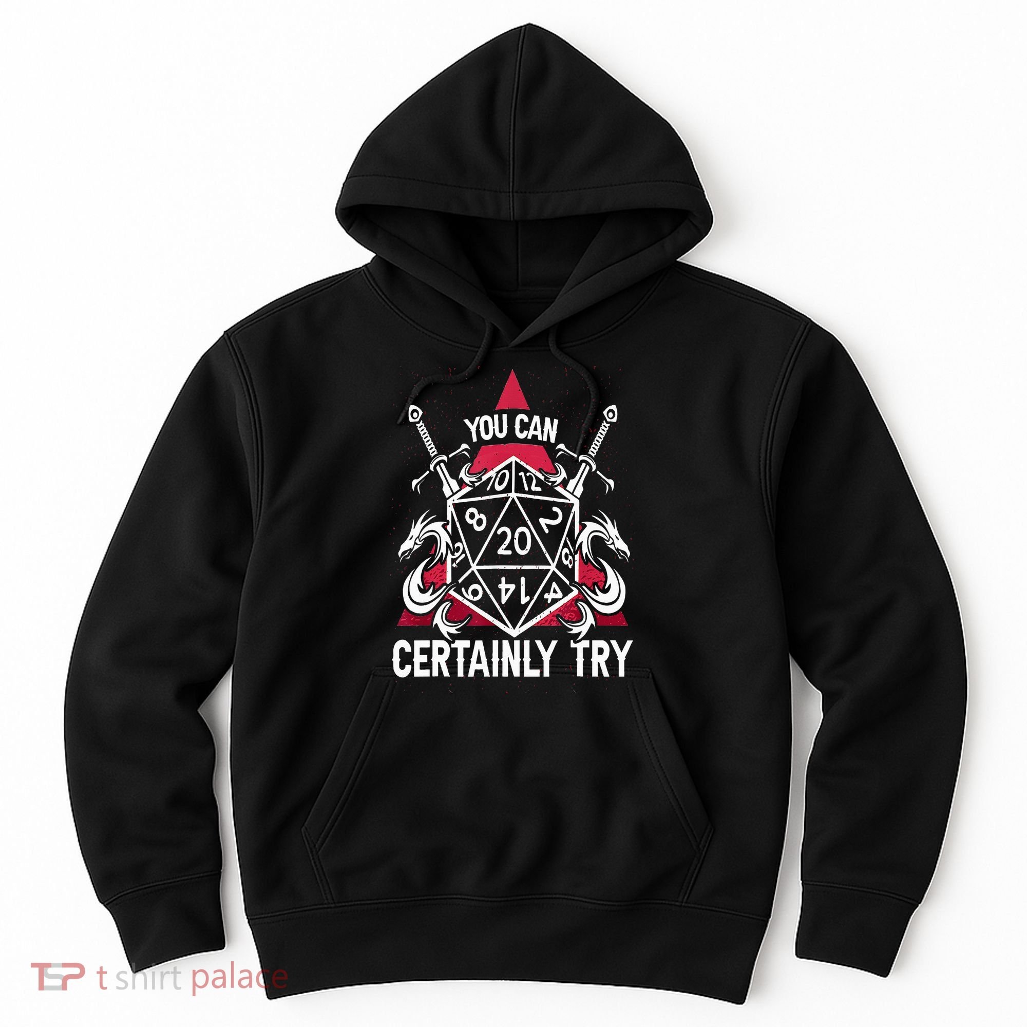 You Can Certainly Try D20 Dice Funny RPG Dragons Gamer Gift Hoodie